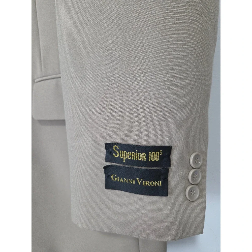 Gianni Vironi Mens Tan Beige 3 Button Blazer Sport Coat Jacket 42R Classic Fit